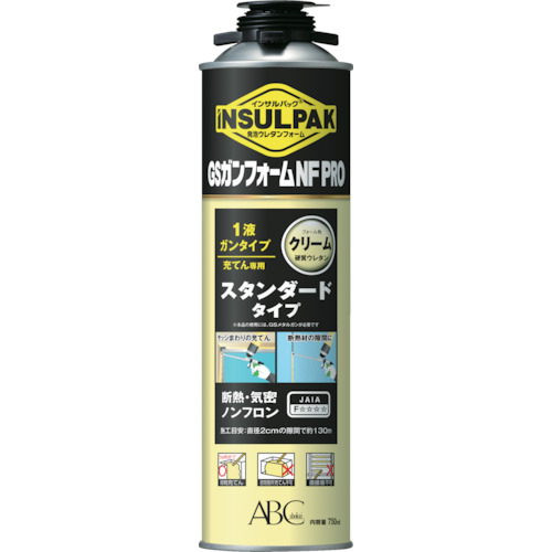 【TRUSCO】ＡＢＣ　簡易型発泡ウレタンフォーム　１液ガンタイプ　インサルパック　ガンフォームＮＦＰＲＯ　７５０ｍｌ　フォーム色：クリーム